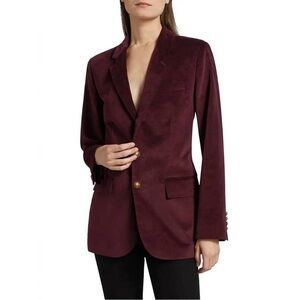 FRAME everyday velvet blazer in burgundy vine 2 button closure size 6